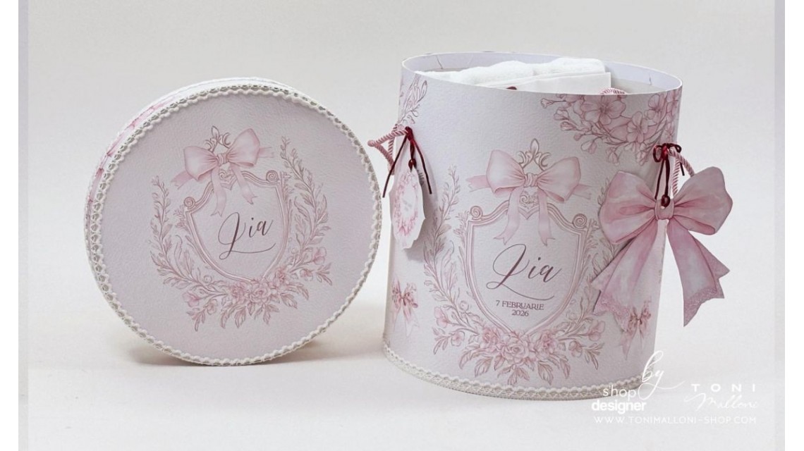 Trusou botez Pink Bows alb murdar, roz pudră și burgundy 21